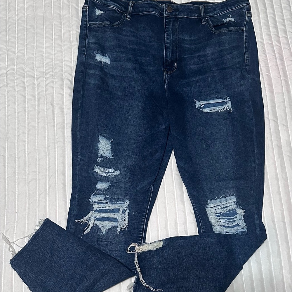 Next Level High Rise Women's Distressed Blue Jeans